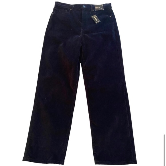 Express Super High Rise Straight Cropped Velvet Pants - Picture 9 of 10